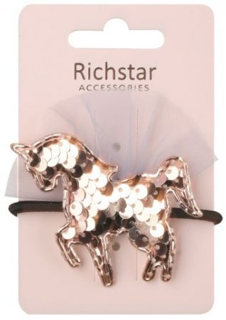 Gumička do vlasů zlatý jednorožec 1 ks, 8 x 6,5 cm