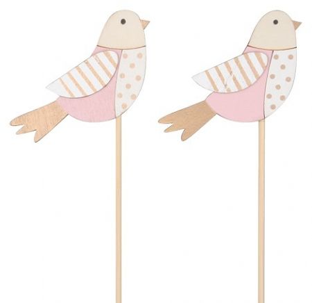 Ptáček na špejli 9 cm + špejle, 2 ks v sáčku