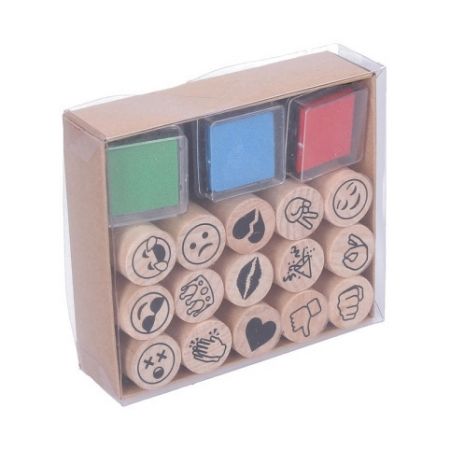 W-Razítko dřevo + inkoust 3ks mix /15/