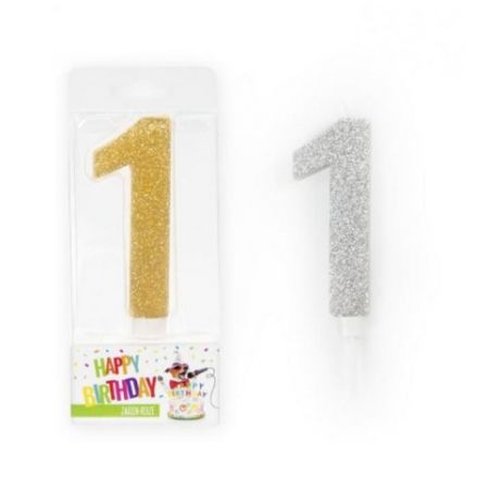 TH svíčka dortová MAXI GLITTER 1 sil.gd