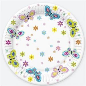 Talíř papírový PM 23cm 8ks Graphic Colour Butterflies with Flowers