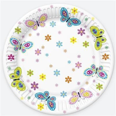 Talíř papírový PM 23cm 8ks Graphic Colour Butterflies with Flowers