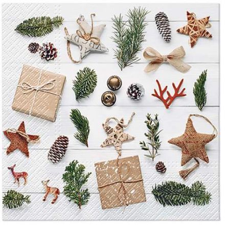 Ubrousky PAW Dekor L (20ks) Natural Christmas