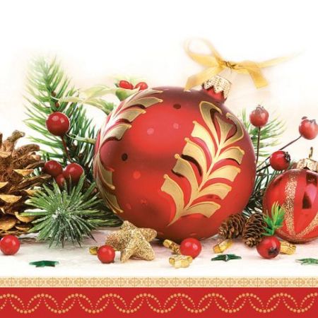 Ubrousky DAISY L (20ks) Red Decorative Bauble