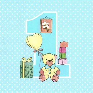 Ubrousky MAKI L (20ks) First Birthday with Teddy Blue