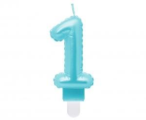Dortová svíčka č. 1 tyrkysová