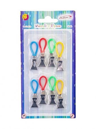 Háčky s klipem barevné 8 ks na blistru