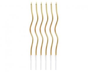 Dortové svíčky 6 ks Spirálky zlaté 6 ks