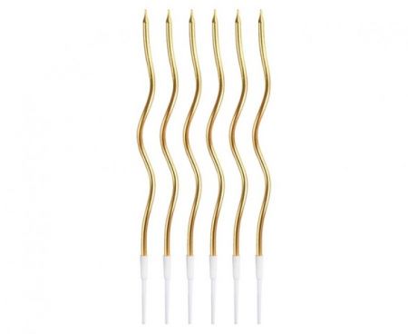 Dortové svíčky 6 ks Spirálky zlaté 6 ks