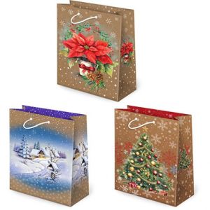 Vánoční papírová taška T-2L Kraft sestava 2