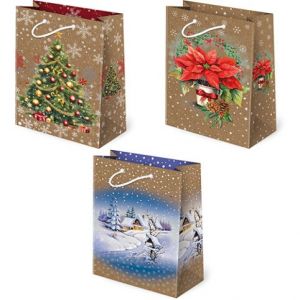 Vánoční papírová taška T-4L Kraft sestava 2