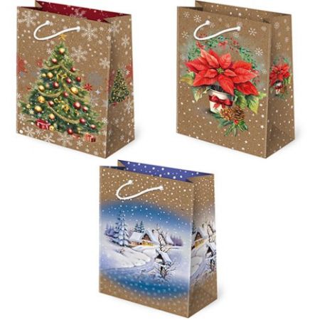 Vánoční papírová taška T-4L Kraft sestava 2