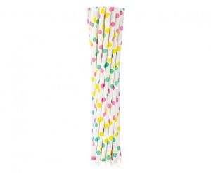 Brčka na pití papírové puntíkované 6x197m