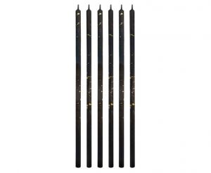 Svíčky dortové Milenium černé se zlacením 6ks