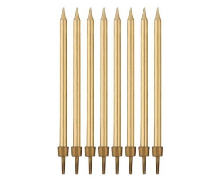 Svíčka dortová 8ks 10cm zlatá