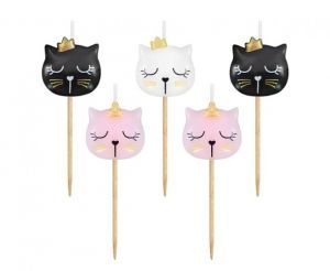 Svíčky dortové 5ks Kočička, na párátku