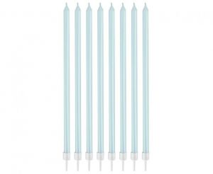 Svíčky dortové PEARLY 15,5cm, 8ks sv. modrá