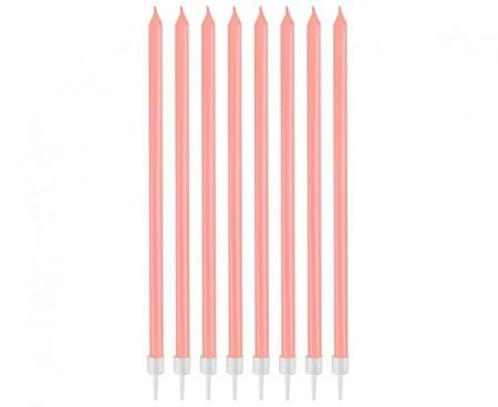 Svíčky dortové PEARLY 15,5cm, 8ks sv. růžové