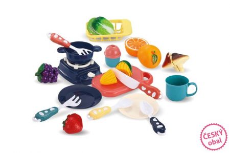 Kuchyňský set v košíku 26 x 19 x 14 cm - modrý