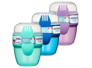 Sistema® TO GO™ Dóza na svačinu s 2 přihrádky a vidličkou 515 ml, mix barev