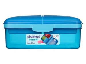 Sistema® Lunch™ Krabička Quaddie 1,5 l se 3 výklopnými přihrádkami ve víku a s lahví na pi