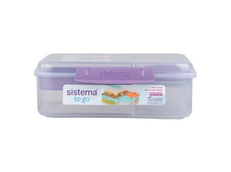 Sistema® TO GO™ Tříkomorová krabička s nádobou na jogurt a 2 tácky 1,65 l, fialová