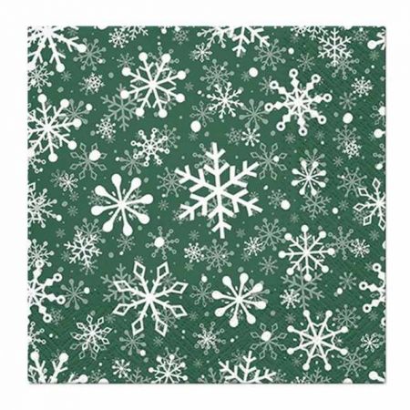Ubrousky PAW Dekor L (20ks) Christmas Snowflakes green