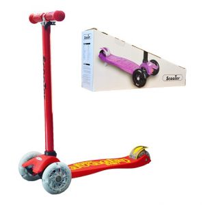 Dětská tříkolová koloběžka svítící - červená