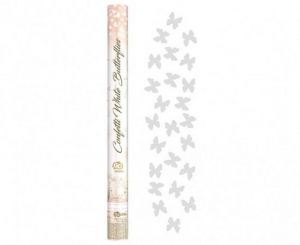 Konfety svatební vystřelovací bílí motýli 60cm