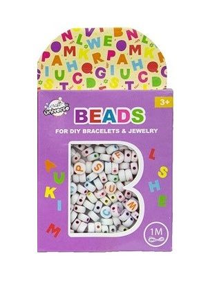 Sada korálků - písmenka bílé + 1 metr provázek