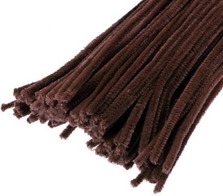 Drát plyšový 30cm hnědý 20ks