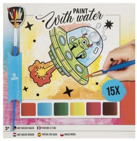 Omalovánky maluj vodou 15 listů + štetec 20x20 cm