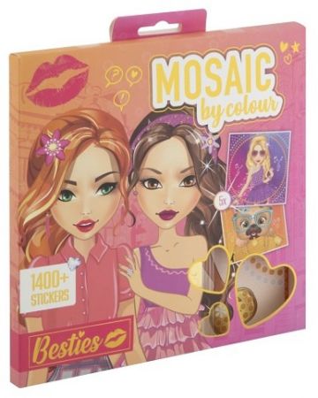 Kreativní set mozaika podle barev 5 listů předloh + 1400 samolepek 21x21 cm