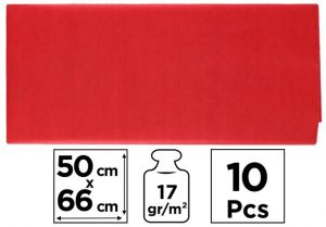 Papír hedvábný 50x66 10ks červený PN221-08
