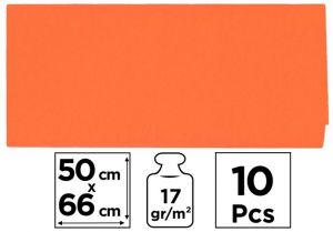 Papír hedvábný 50x66 10ks oranžový PN221-23