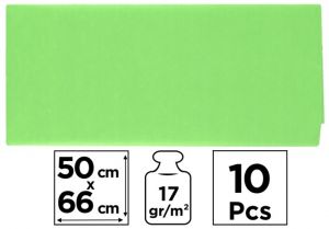 Papír hedvábný 50x66 10ks zelený světlý PN221-17