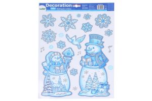 Dekorace okenní 41x29 cm Sněhuláci VÁNOCE