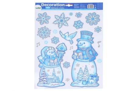 Dekorace okenní 41x29 cm Sněhuláci VÁNOCE