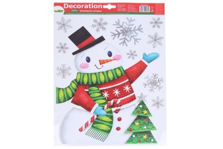 Dekorace okenní 41x29 cm Sněhulák VÁNOCE