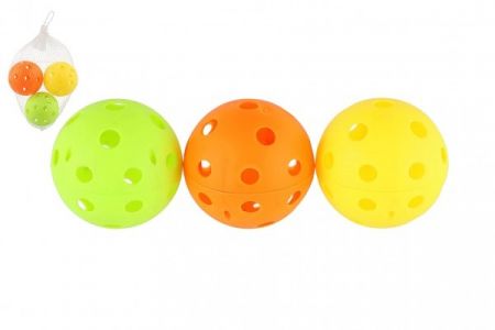 Míček floorbalový 3ks plast 7cm v síťce