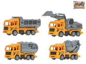 Vozidla stavební 11cm zpětný chod 8ks v krabičce