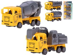 Vozidla stavební 13cm zpětný chod 4ks v krabičce