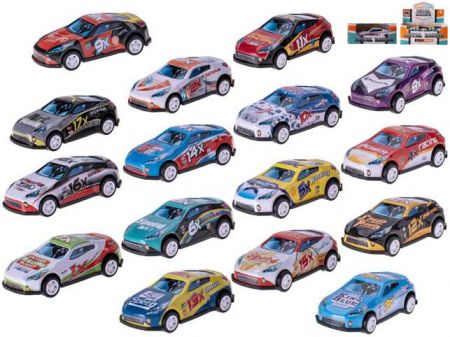 Auto závodní 6,5cm kov zpětný chod v 16druhů v krabičce