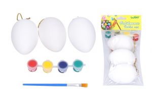 Vajíčka na vybarvení 5x8cm, 3 ks + barvy + štětec