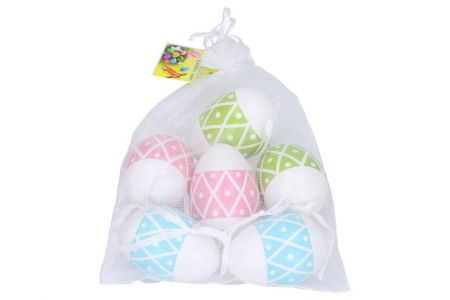 Vajíčko dekorační plastové barevné 4x6 cm, 6 ks