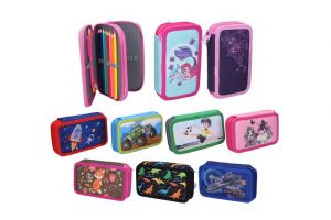 Penál dvoupatrový s výbavou - textil