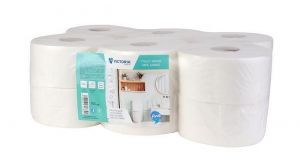 Toaletní papír "Fine Mini Jumbo", bílá, 2 vrstvý, průměr 19 cm, VICTORIA HYGIENE 812527