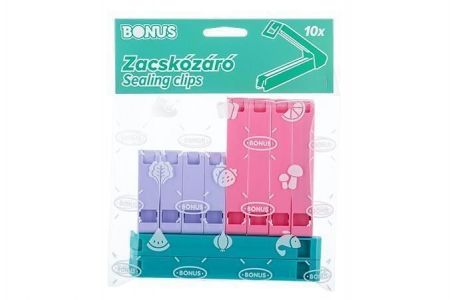 Klipy na uzavírání sáčků, mix barev, 10 ks, BONUS B314