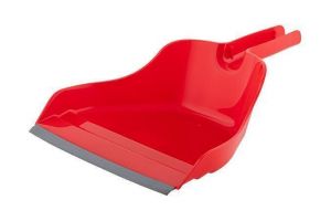 Lopatka na smetí &quot;Handrix&quot;, červená, s gumovým okrajem, BONUS B338