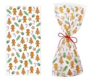 Sáček mikulášský 20 x 40cm průhledný perníček LUMA